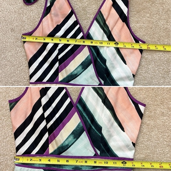 Red Carter A-Line Side Slit Maxi Dress Multicolor Tie Straps Women's Size S - Picture 13 of 16